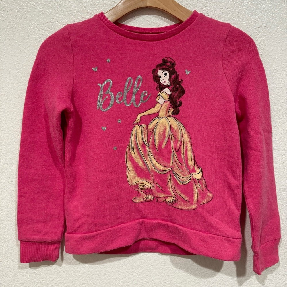 Kids Disney Girls Pink Belle Sleeping Beauty Princess Long Sleeve Sweatshirt M 8